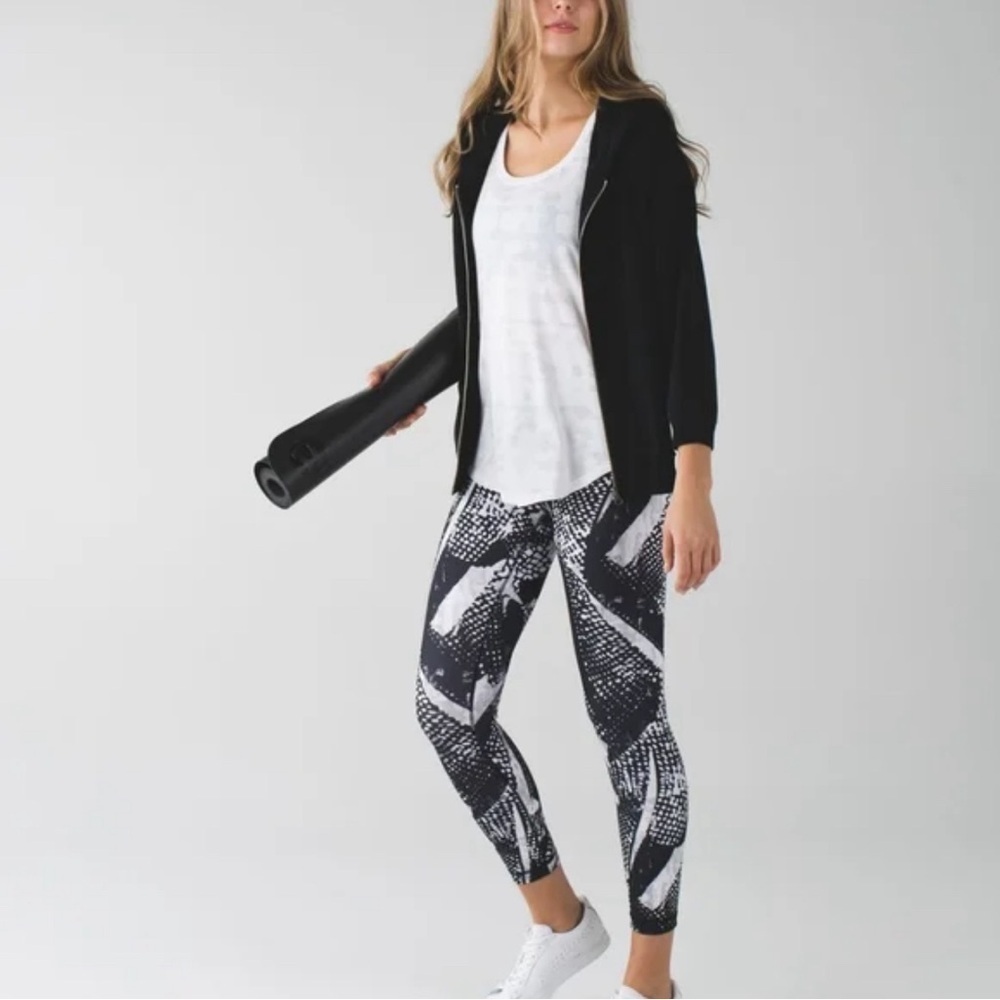 Lululemon Wunder Under High Rise Black White 7/8 Ankle Legging
